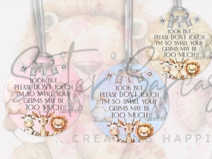 Baby Pram Charm -Car Seat Charm - Don’t Touch Please Your Germs Are Too Big For Me - Baby Shower Gift - Newborn Gift - Baby Boy - Baby Girl