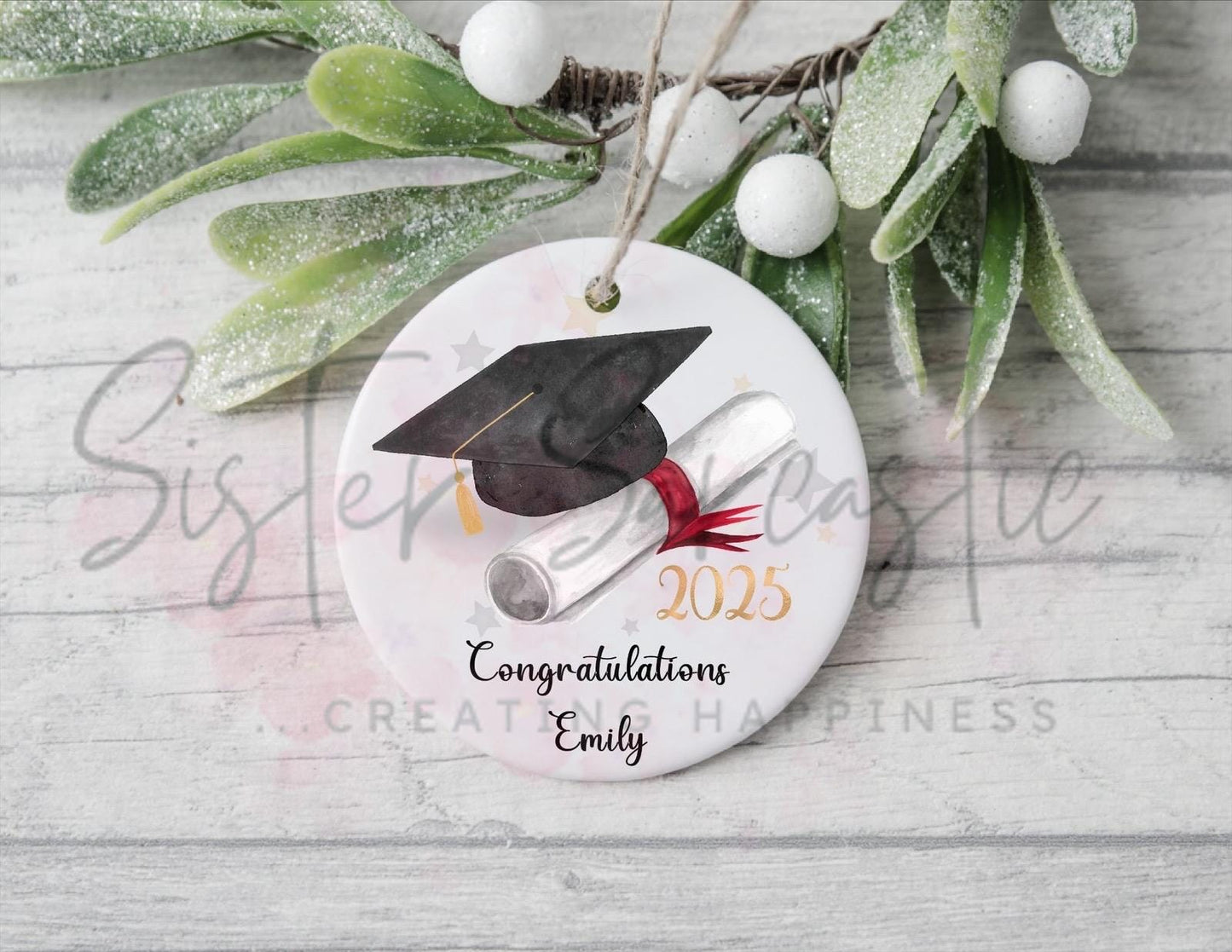 Congratulations Graduation Gift - Student University College - End of School Leavers 2025 - Keepsake Plaque Bauble - Personalised Gift