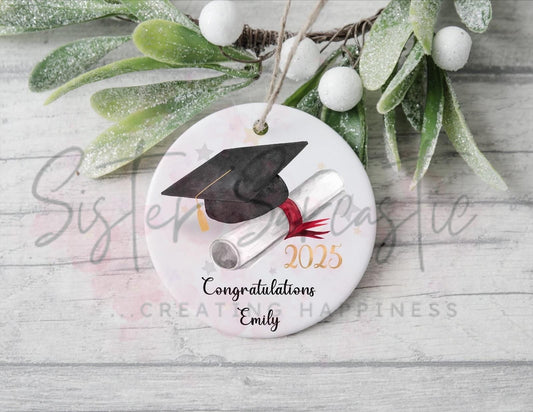 Congratulations Graduation Gift - Student University College - End of School Leavers 2025 - Keepsake Plaque Bauble - Personalised Gift