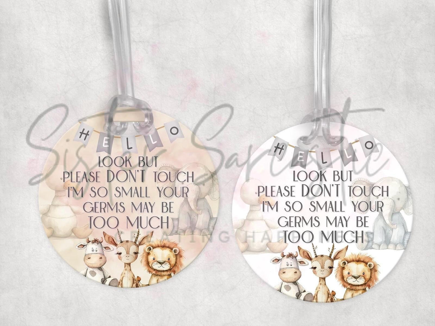 Baby Pram Charm -Car Seat Charm - Don’t Touch Please Your Germs Are Too Big For Me - Baby Shower Gift - Newborn Gift - Baby Boy - Baby Girl