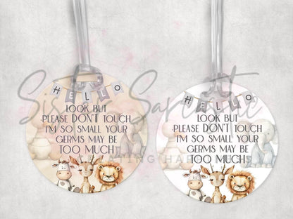 Baby Pram Charm -Car Seat Charm - Don’t Touch Please Your Germs Are Too Big For Me - Baby Shower Gift - Newborn Gift - Baby Boy - Baby Girl