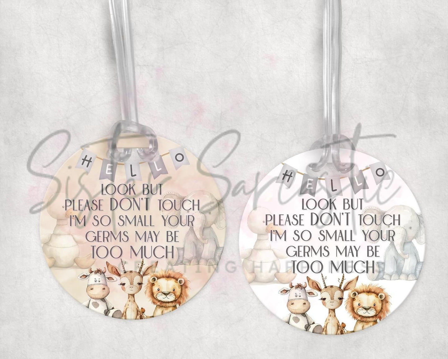 Baby Pram Charm -Car Seat Charm - Don’t Touch Please Your Germs Are Too Big For Me - Baby Shower Gift - Newborn Gift - Baby Boy - Baby Girl