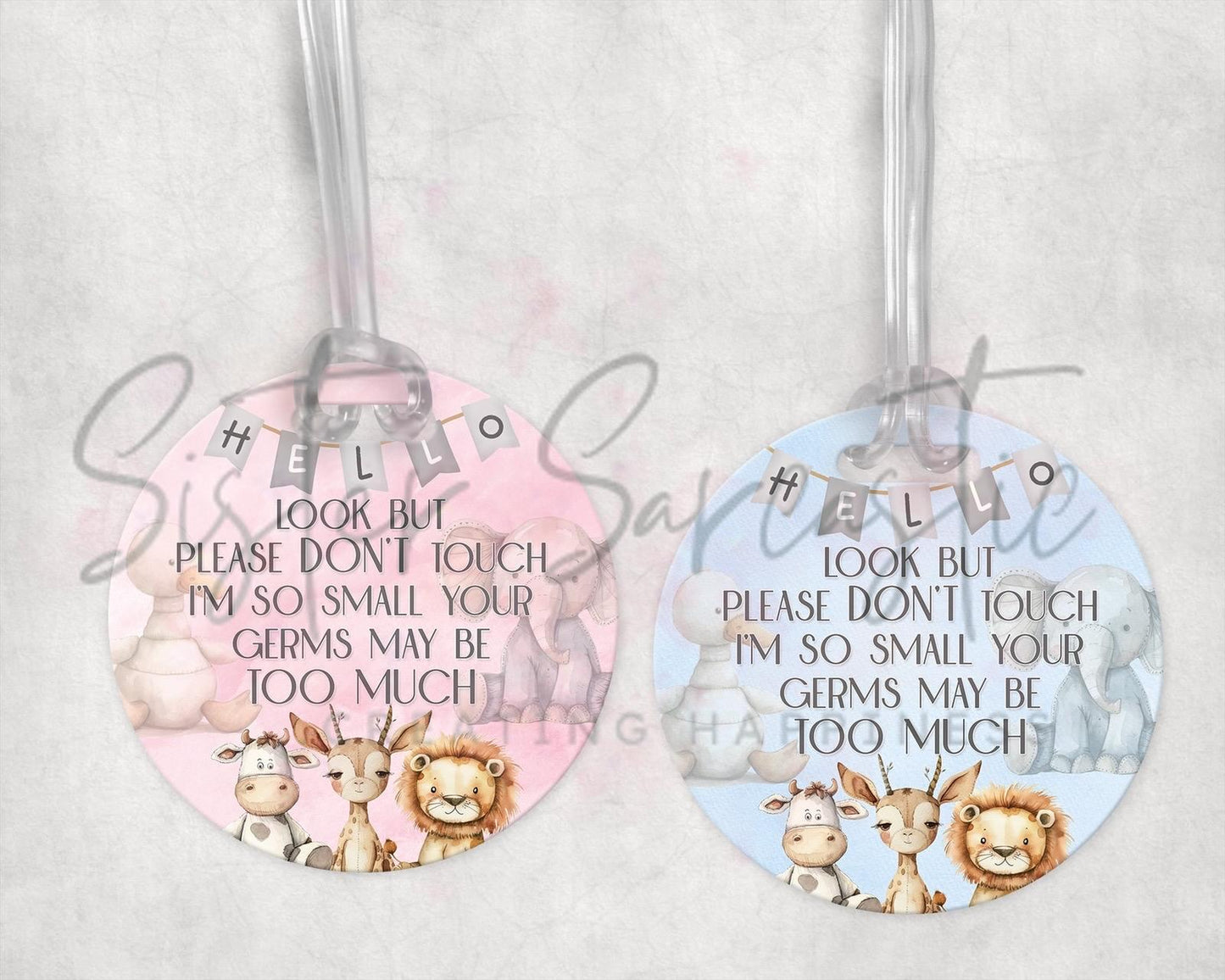 Baby Pram Charm -Car Seat Charm - Don’t Touch Please Your Germs Are Too Big For Me - Baby Shower Gift - Newborn Gift - Baby Boy - Baby Girl