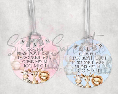 Baby Pram Charm -Car Seat Charm - Don’t Touch Please Your Germs Are Too Big For Me - Baby Shower Gift - Newborn Gift - Baby Boy - Baby Girl