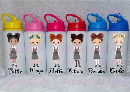 Personalised Girls School Water Bottle First Day of School Back to School Gift for Her Daughter Granddaughter Niece