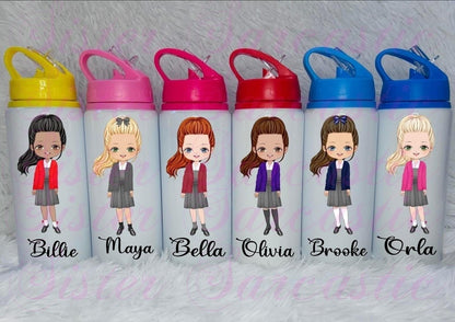 Personalised Girls School Water Bottle: First Day Gift