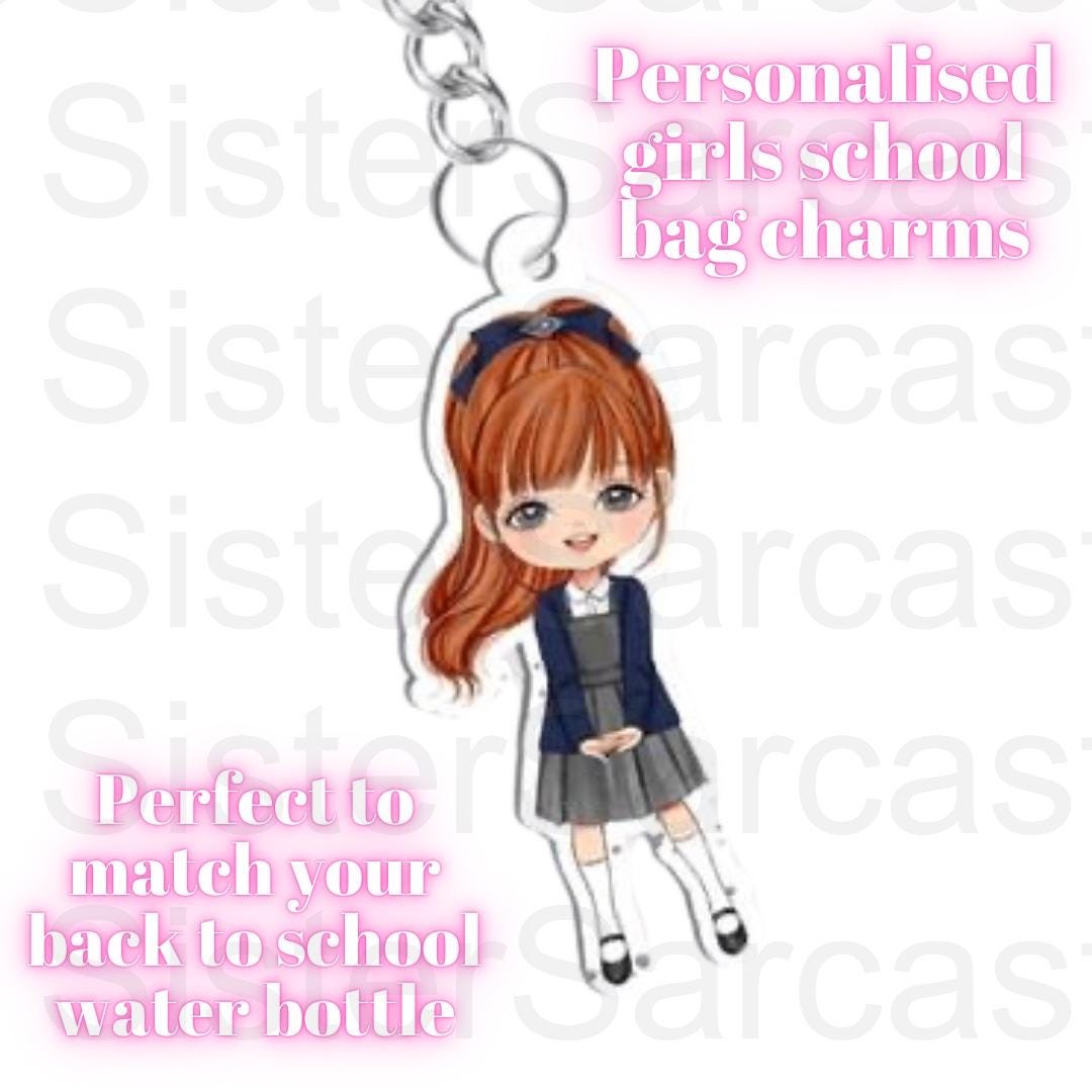Personalised Girls Kids Bag Tag Charm - Bag Keychain - Bag Keyring - School Bag - Back to School - Name Tag - Party Bag Filler