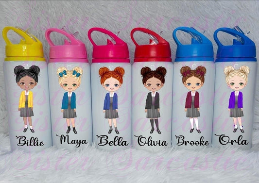 Personalised Girls School Water Bottle First Day of School Back to School Gift for Her Daughter Granddaughter Niece