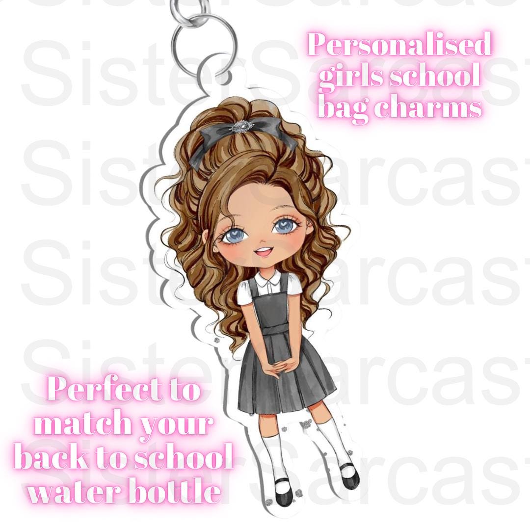 Personalised Girls Kids Bag Tag Charm - Bag Keychain - Bag Keyring - School Bag - Back to School - Name Tag - Party Bag Filler