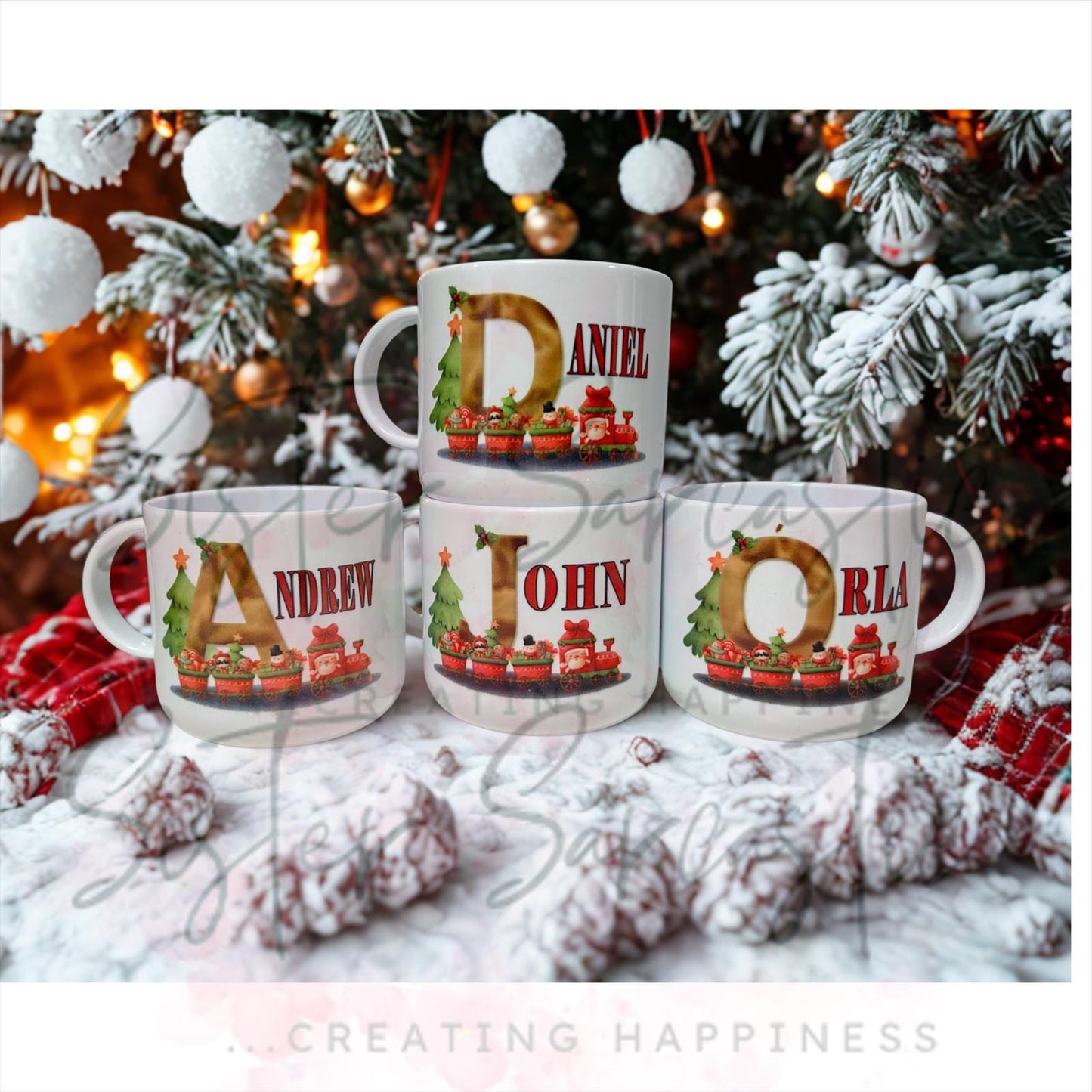 Personalised Kids Christmas Train Mug Cup Daughter Keepsake Gift Present Stocking Filler Stuffers Christmas Eve Box Christmas Gift Box