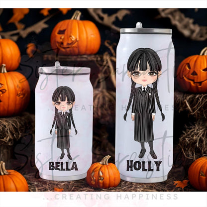 Personalised Halloween Girl Metal Can Water Bottle - Boo Basket Filler- Halloween Gift