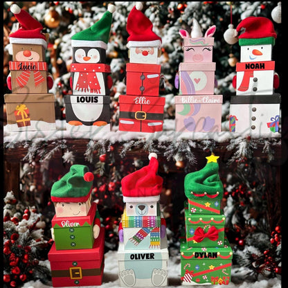 Childrens Christmas Eve Box Personalised Customised Stacking Gift Boxes Reindeer, Snowman, Nutcracker, Christmas Gift Box, Present Xmas