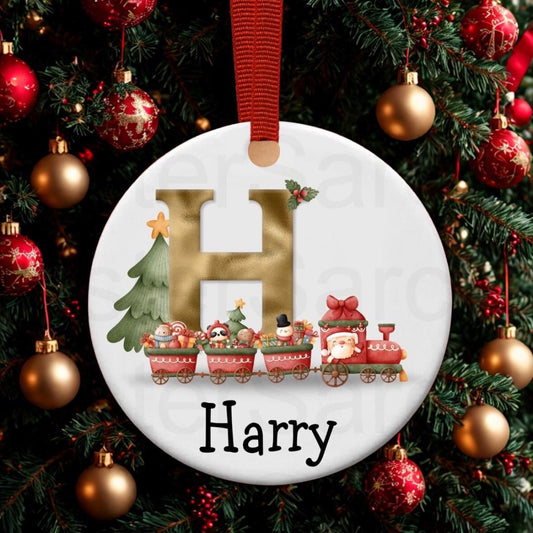 Kids Christmas Stocking Filler - Personalised Christmas Bauble - Keepsake Gift - Christmas Train - Daughter Granddaughter Son Nephew Niece