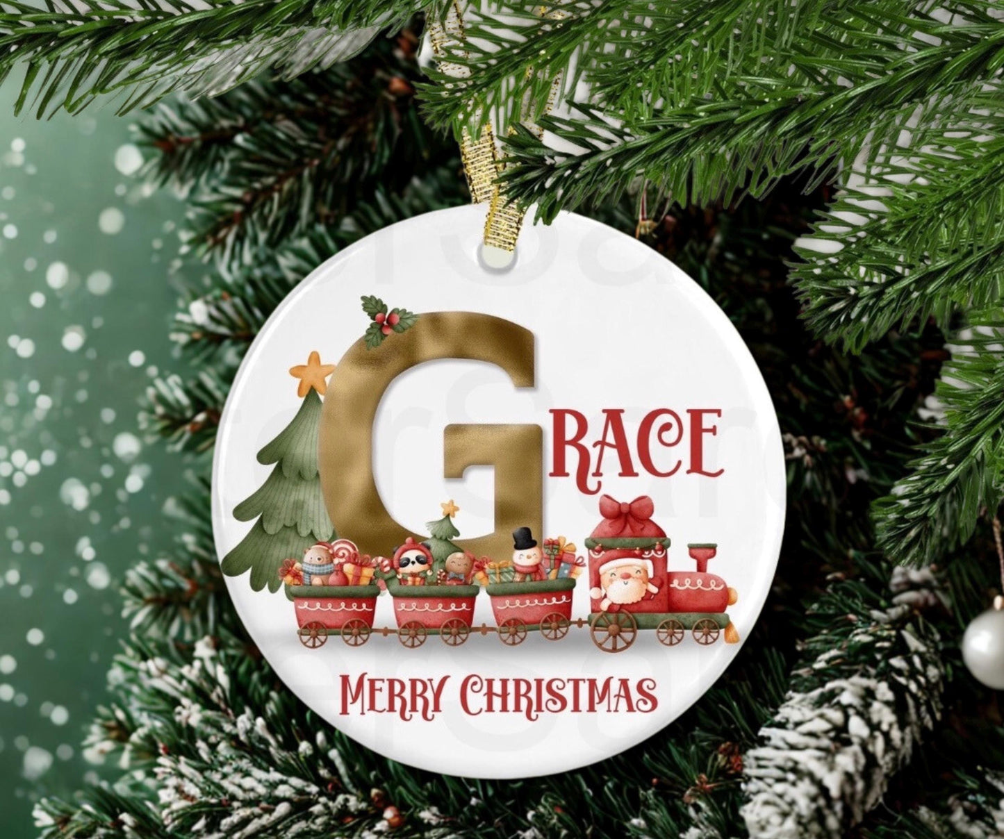 Kids Christmas Stocking Filler - Personalised Christmas Bauble - Keepsake Gift - Christmas Train - Daughter Granddaughter Son Nephew Niece