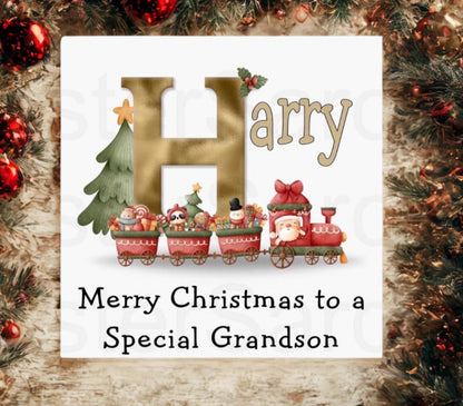 Kids Christmas Stocking Filler - Personalised Christmas Bauble - Keepsake Gift - Christmas Train - Daughter Granddaughter Son Nephew Niece