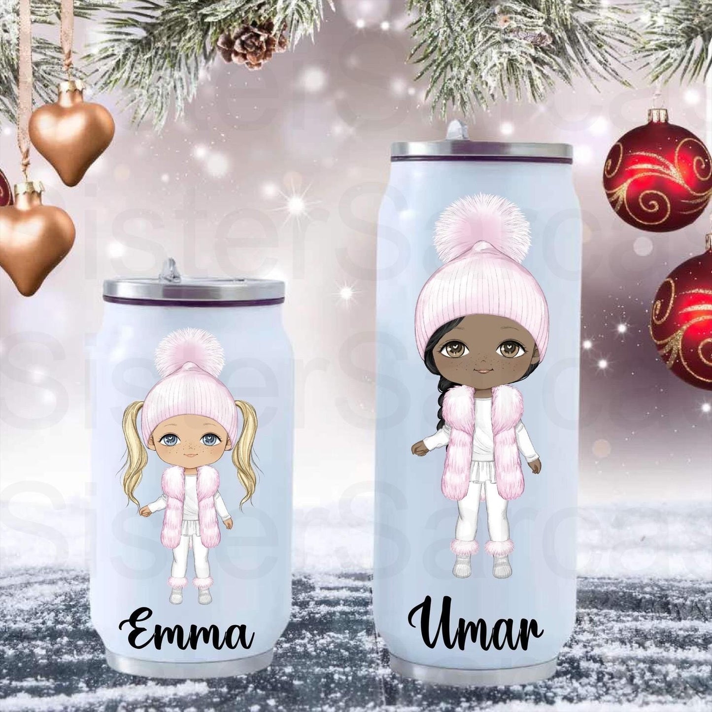 Granddaughter Christmas Gift - Personalised Metal Can Water Bottle - Christmas Girls - Christmas Box Stuffers - Christmas - Stocking Filler