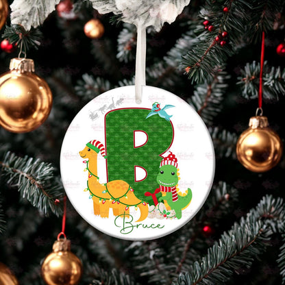 Personalised Kids Christmas Decoration – Grandson Dino Christmas Gift - Custom Bauble Gift for Boys - Stocking Filler - Christmas Eve Box