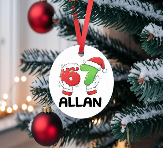 Gamer 67 Six Seven Personalised Customised Christmas Bauble Decoration Gift For Her Him Son Daughter Meme Viral Italian Brainrot
