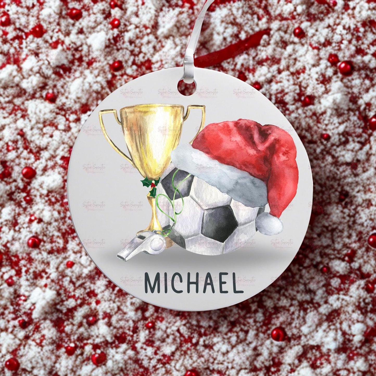 Personalised Kids Christmas Decoration – Grandson Christmas Gift - Football Gift for Boys & Girls - Stocking Filler - Christmas Eve Box