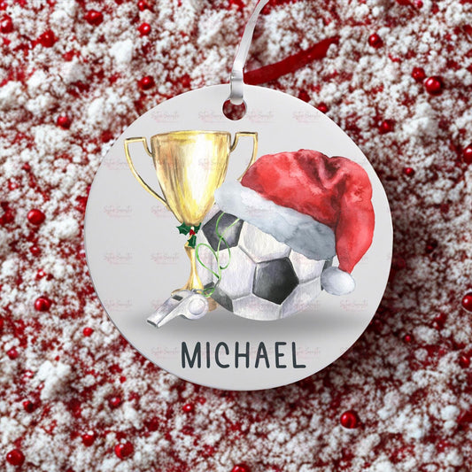 Personalised Kids Christmas Decoration – Grandson Christmas Gift - Football Gift for Boys & Girls - Stocking Filler - Christmas Eve Box