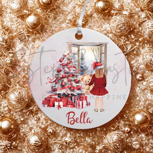 Personalised Kids Christmas Decoration – Granddaughter Christmas Gift - Custom Bauble Gift for Girls - Stocking Filler - Christmas Eve Box