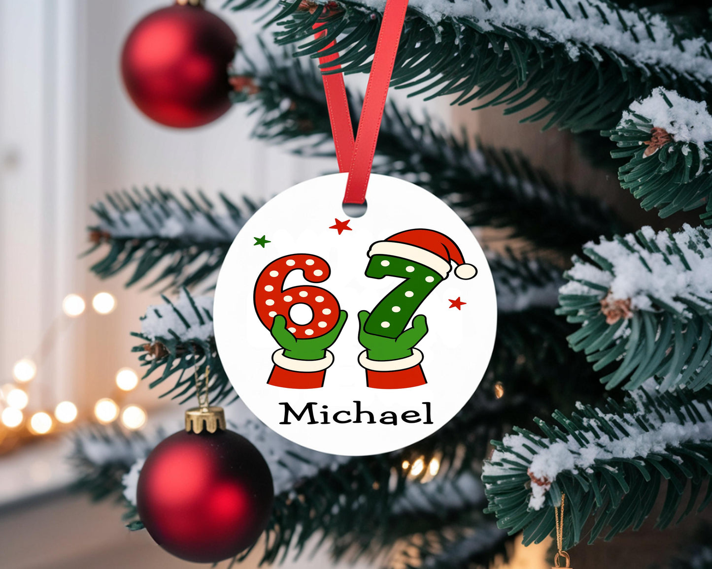 Gamer Hands 67 Six Seven Personalised Customised Christmas Bauble Decoration Gift For Her Him Son Daughter Meme Viral Italian Brainrot