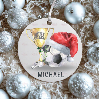 Personalised Christmas Decoration – Best Football Coach Christmas Gift - Custom Bauble Gift - Stocking Filler - Christmas Eve Box