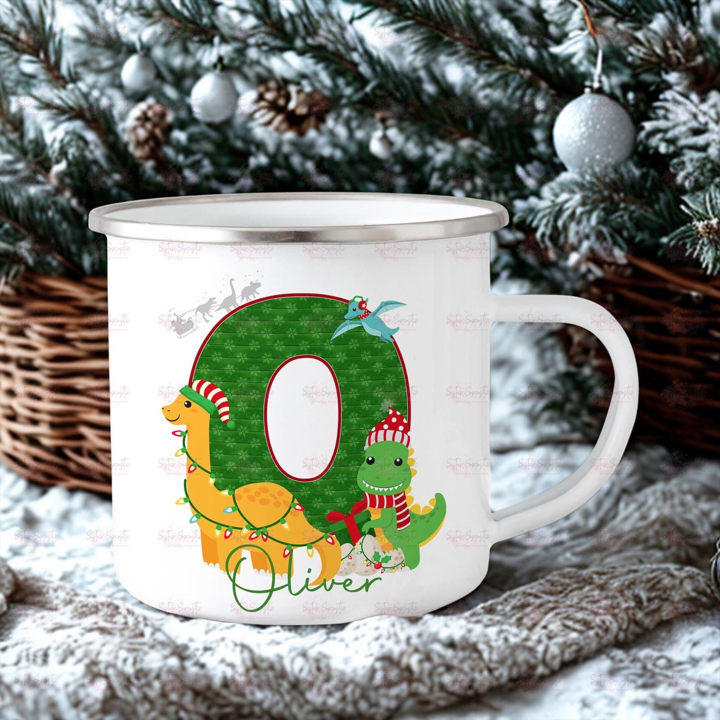 Kids Christmas Gift - Personalised Christmas Children’s Cup - Dinosaur - Hot Chocolate Mug - Christmas Eve Mug - Christmas Eve Box Filler