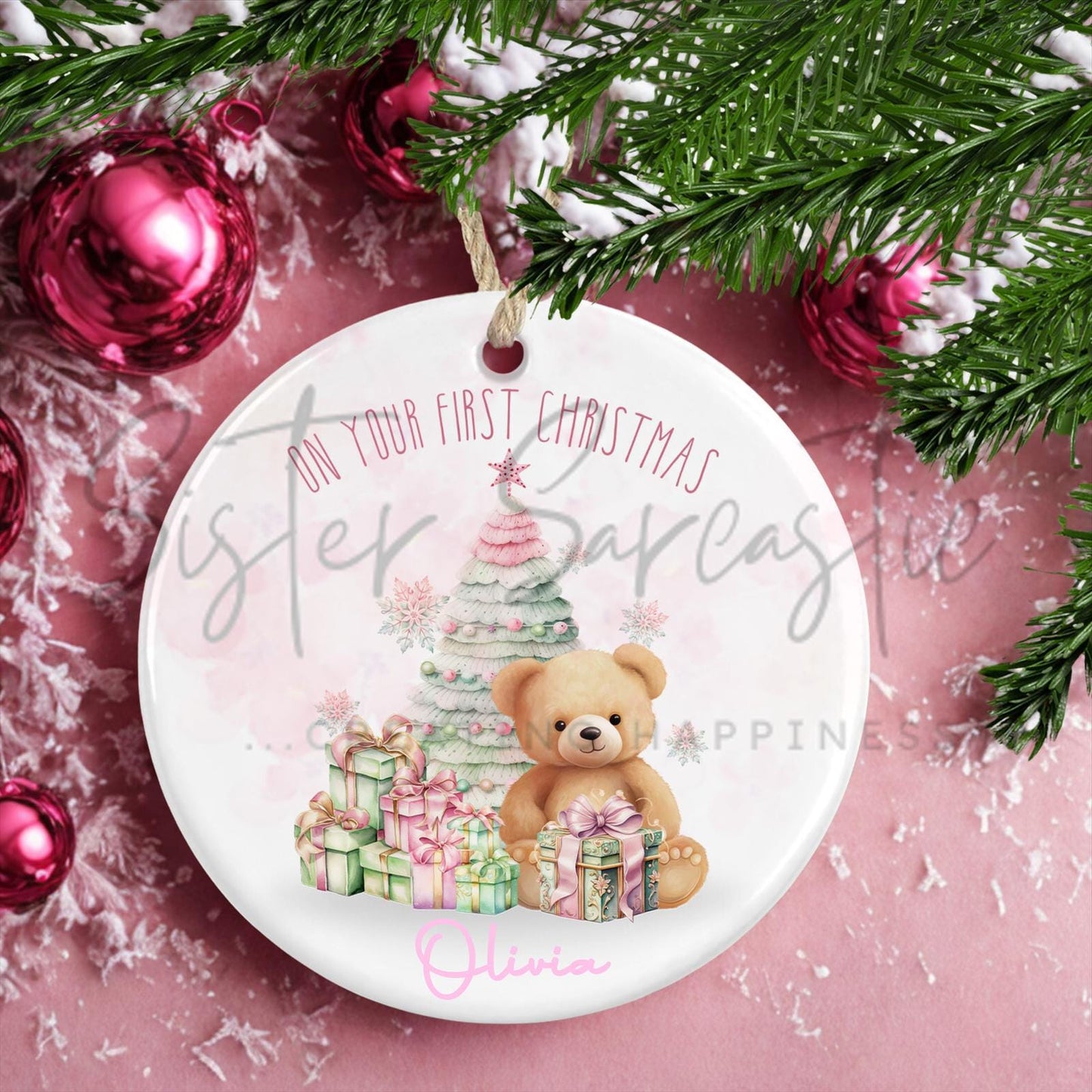 Personalised Kids Christmas Decoration – Granddaughter First Christmas Gift - 1st Bauble Gift - Stocking Filler - Christmas Eve Box