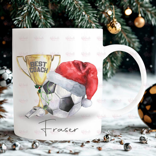 Personalised Football Christmas Gift – Best Football Coach Christmas Gift - Custom Mug Gift - Stocking Filler - Christmas Eve Box