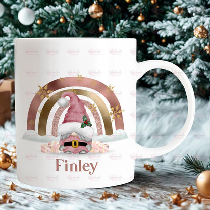 Kids Christmas Gift - Personalised Gonk Christmas Children’s Cup - Hot Chocolate Mug - Christmas Eve Box Filler - Granddaughter Christmas