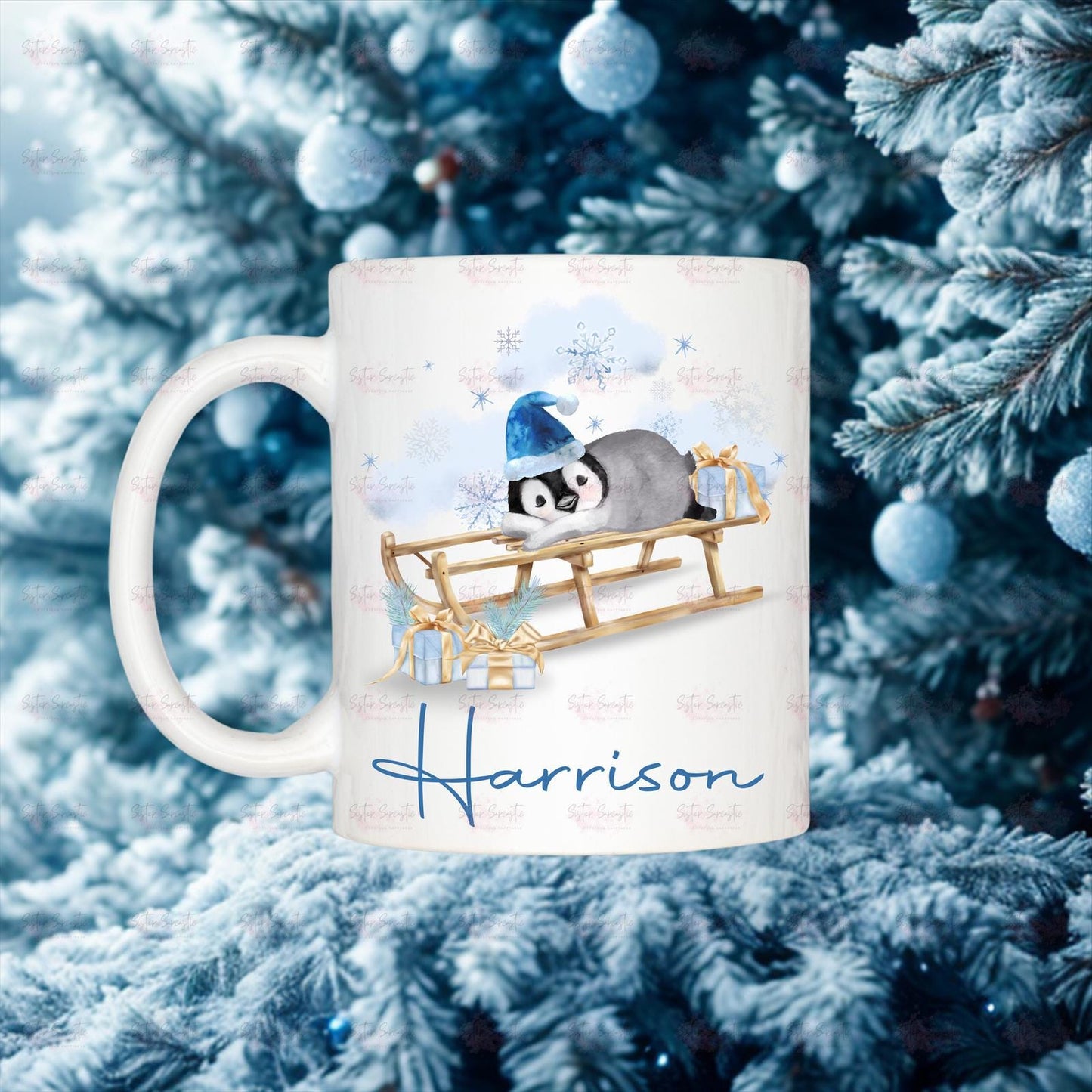 Kids Christmas Gift - Personalised Christmas Children’s Cup - Penguin Hot Chocolate Mug - Christmas Eve Box Filler - Grandson Christmas Gift