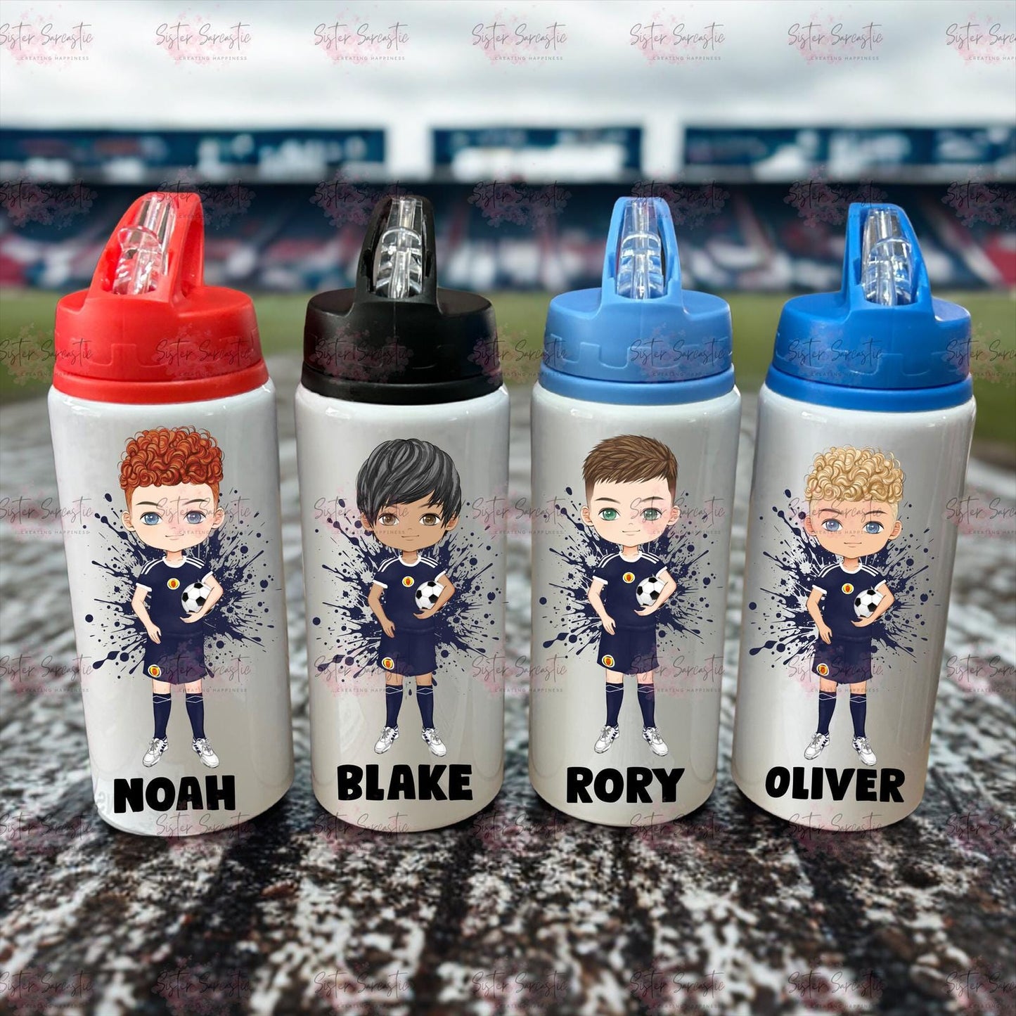 Personalised Scotland Football Water Bottle - Birthday Gift - Grandson Gift - Back To School - Son Gift - Metal Can - Football Christmas
