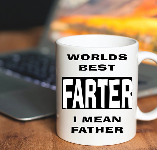 Worlds best farter .. I mean father Dad cup mug Father’s Day birthday Christmas present gift keepsake