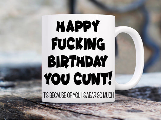 Dad Happy Birthday Rude Funny Mug, Perfect For Birthday, Christmas, Anniversary, Valentines, Personalised Customised