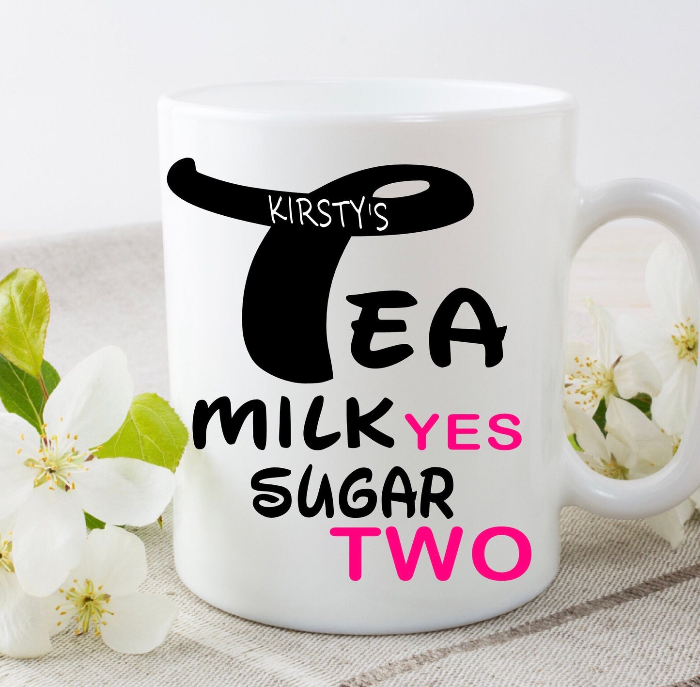 Personalised name tea coffee mug 11oz white ceramic mug birthday gift Christmas present