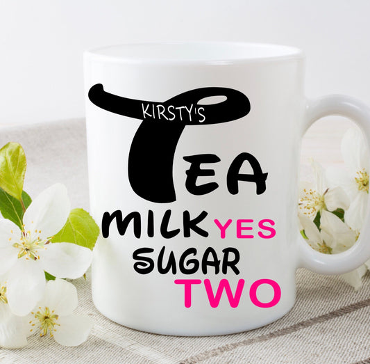 Personalised name tea coffee mug 11oz white ceramic mug birthday gift Christmas present