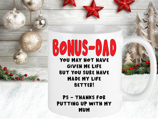 Bonus Dad Mug | Personalised Customised | Stepdad Father's Day Birthday Christmas | Gift Present Novelty Funny | Gift For Him
