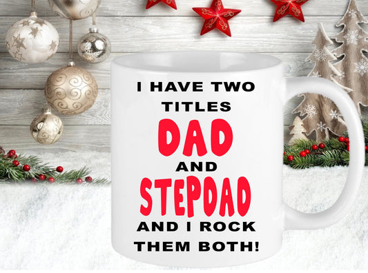 Personalised Christmas Dad Stepdad Step Dad Two Titles Present Gift Novelty Mug Cup Christmas Eve Stocking Filler