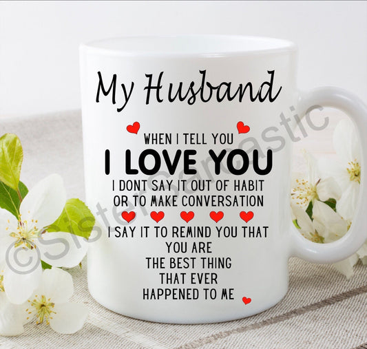 I love you husband wife fiancé fiancée 11oz white mug cup perfect birthday present for boyfriend girlfriend partner Valentine’s for her him