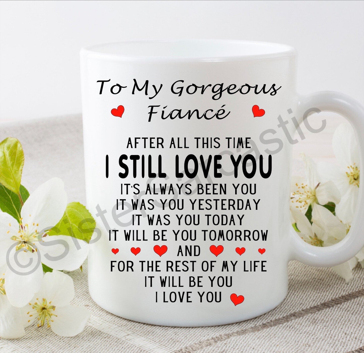 I love you husband wife fiancé fiancée 11oz white mug cup Valentine’s Day boyfriend girlfriend partner Christmas birthday present