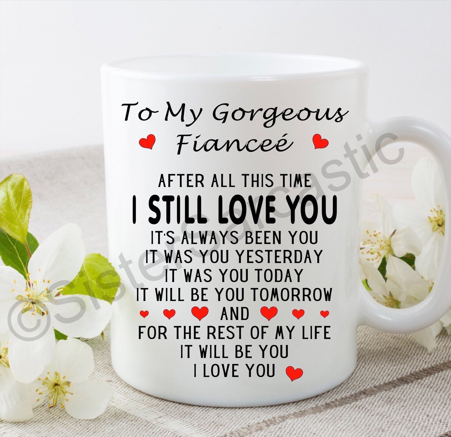 I love you husband wife fiancé fiancée 11oz white mug cup Valentine’s Day boyfriend girlfriend partner Christmas birthday present