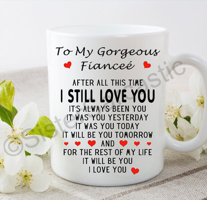 I love you husband wife fiancé fiancée 11oz white mug cup Valentine’s Day boyfriend girlfriend partner Christmas birthday present