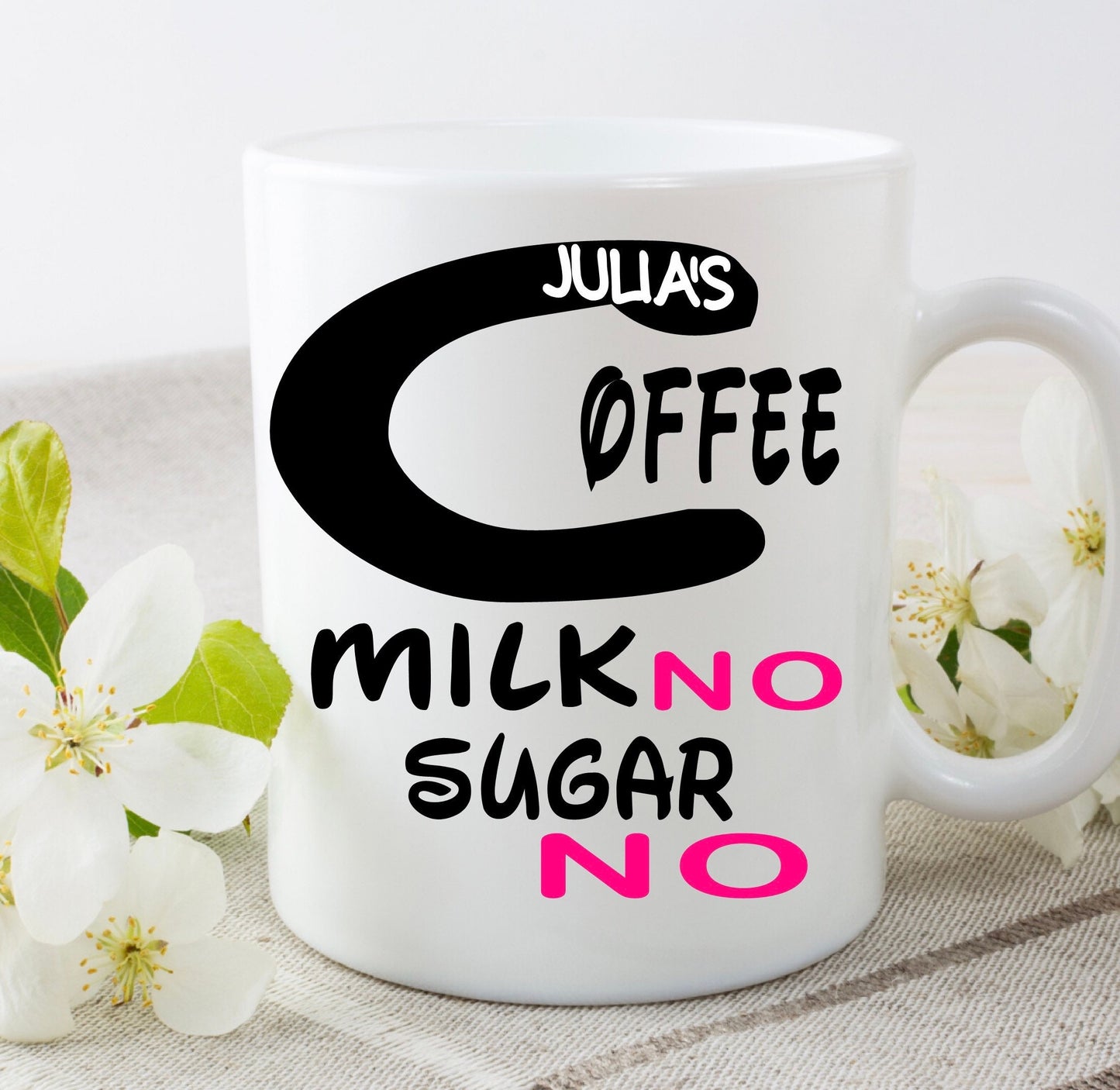 Personalised name tea coffee mug 11oz white ceramic mug birthday gift Christmas present