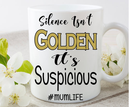 Happy Mother’s Day Mum silence is golden unless you have kids funny personalised cup mug birthday gift present novelty Christmas for her