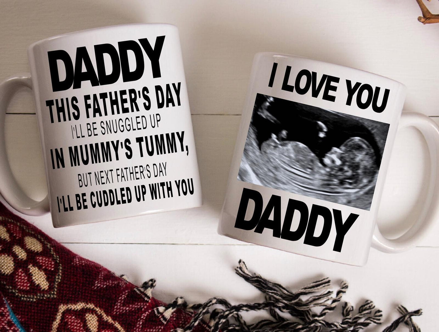 Daddy to be Father’s Day from bump present gift personalised with your scan photo mug cup keepsake