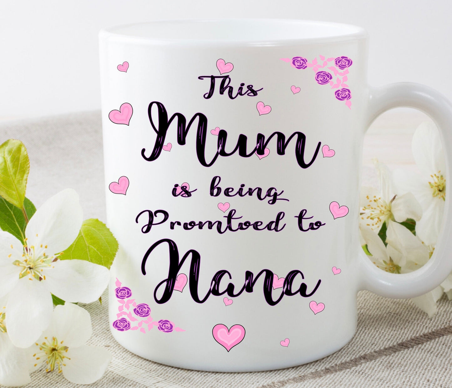 Mum promoted to Nana Gran Granny Nanna Nanny personalised cup mug birthday gift present novelty baby pregnancy announcement