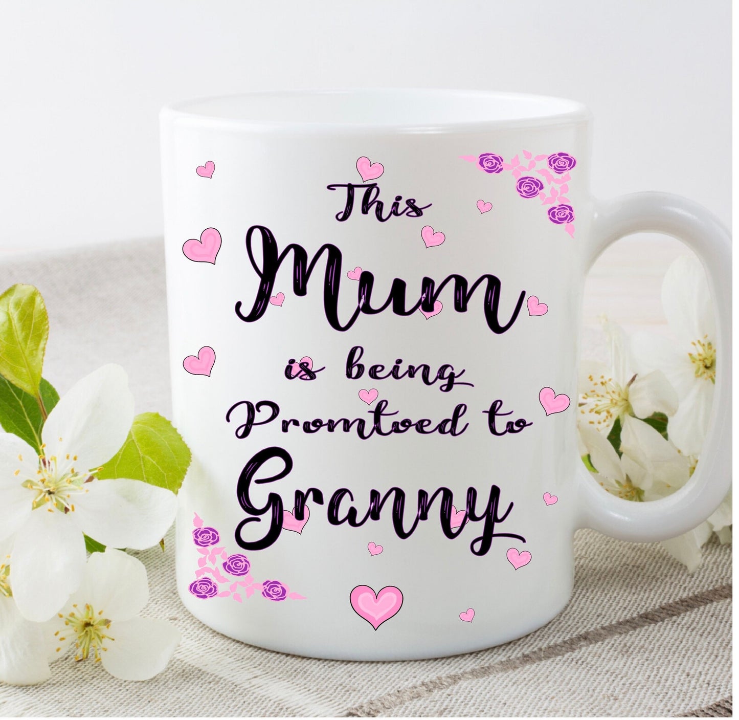 Mum promoted to Nana Gran Granny Nanna Nanny personalised cup mug birthday gift present novelty baby pregnancy announcement