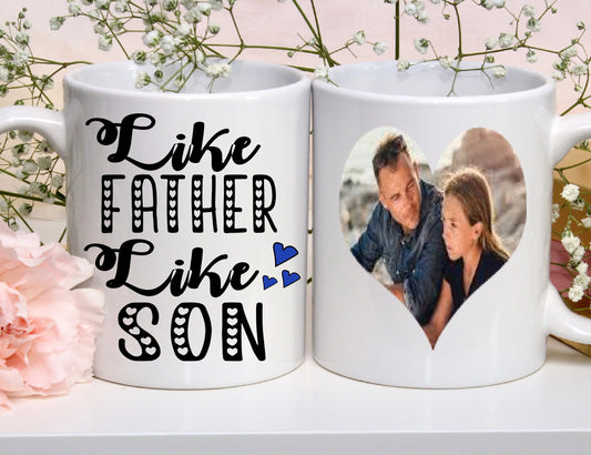 Personalised photo like father like son Father’s Day Birthday Christmas 11oz white cup mug gift present