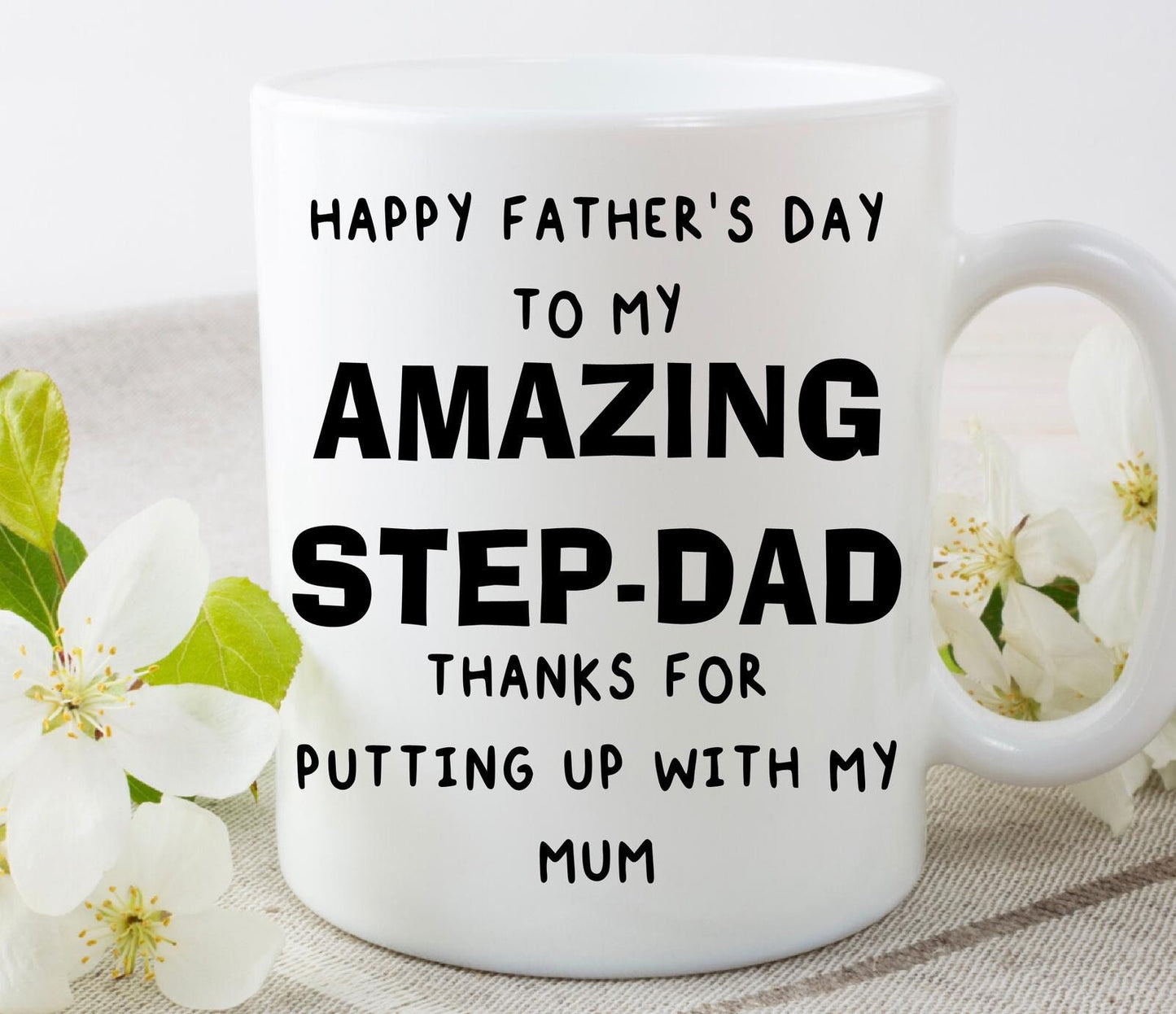 Amazing Stepdad Step-Dad birthday mug, cup, personalised, custom, Father’s Day gift, present